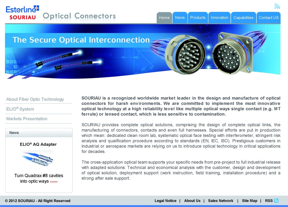A página da Internet dos conetores óticos: www.optical